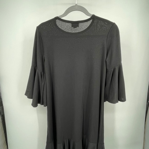 LuLaRoe Black Bell Sleeve Ruffle Hem Soft Knit Dress Womens Oversize Small - Picture 7 of 10